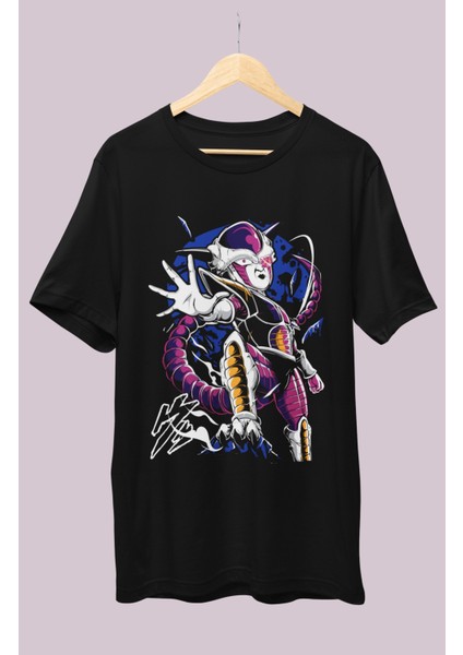 Oversize Dragon Ball Frieza Baskılı T-Shirt, Unisex Anime Baskılı Tişört