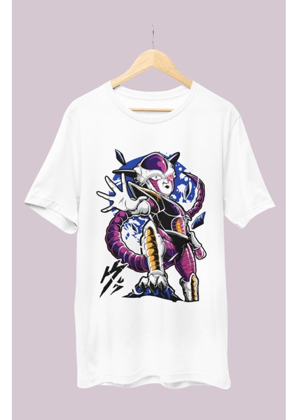 Oversize Dragon Ball Frieza Baskılı T-Shirt, Unisex Anime Baskılı Tişört