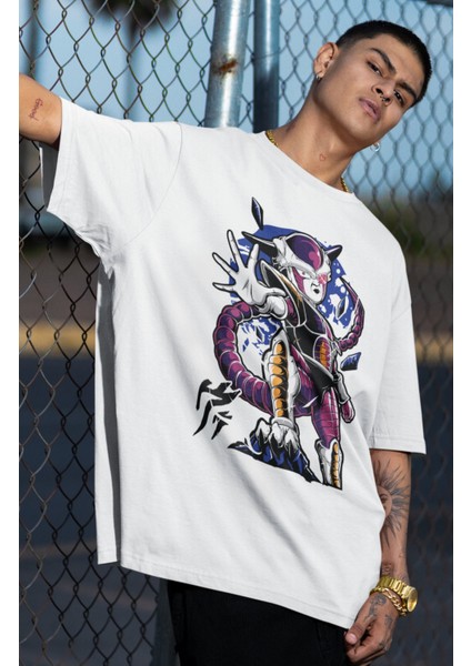Oversize Dragon Ball Frieza Baskılı T-Shirt, Unisex Anime Baskılı Tişört fiyatları