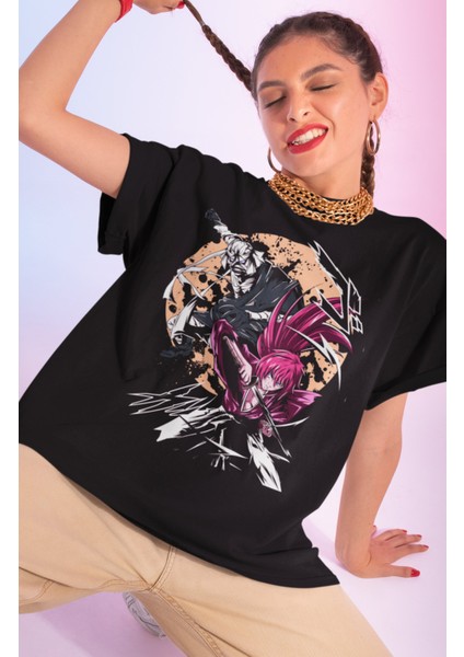 Oversize Rurouni Kenshin Baskılı T-Shirt, Unisex Anime Baskılı Tişört modelleri