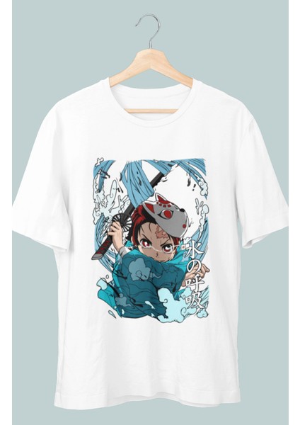 Oversize Demon Slayer Tanjiro V3 Baskılı T-Shirt, Unisex Anime Baskılı Tişört