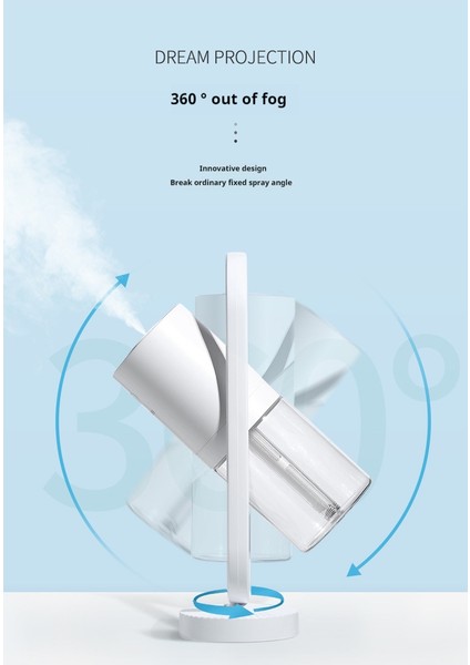 Kase 10 Döner Nemlendirici Kablosuz 360 ° Hidrasyon Atomizasyon USB Şarj Projeksiyon Işık Araba Taşınabilir (Yurt Dışından) modelleri