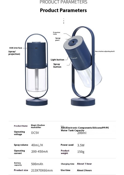 Kase 10 Döner Nemlendirici Kablosuz 360 ° Hidrasyon Atomizasyon USB Şarj Projeksiyon Işık Araba Taşınabilir (Yurt Dışından) indirimleri