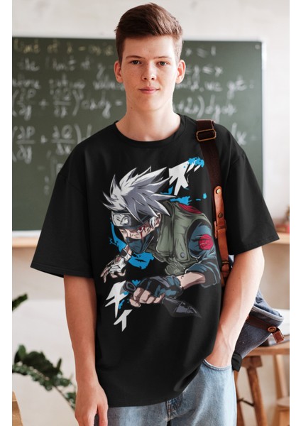 Oversize Naruto Kakashi Hatake Baskılı T-Shirt, Unisex Anime Baskılı Tişört fiyatları