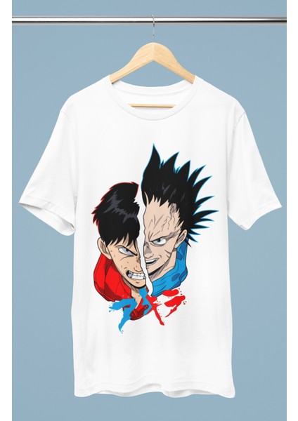 Oversize Tetsuo ve Kaneda Baskılı T-Shirt, Unisex Anime Baskılı Tişört