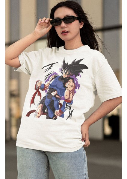 Oversize Dragon Ball Bardock Baskılı T-Shirt, Unisex Anime Baskılı Tişört modelleri