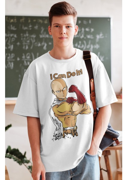 Oversize One Punchman Saitama Baskılı T-Shirt, Unisex Anime Baskılı Tişört fiyatları