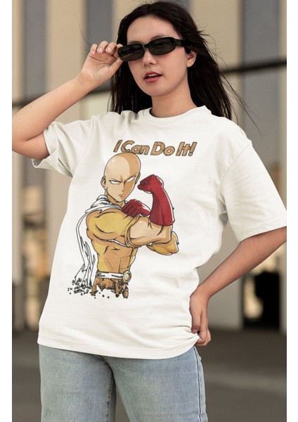 Oversize One Punchman Saitama Baskılı T-Shirt, Unisex Anime Baskılı Tişört modelleri