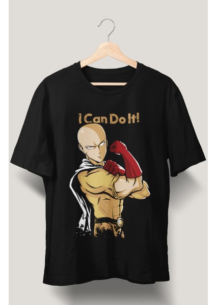 Oversize One Punchman Saitama Baskılı T-Shirt, Unisex Anime Baskılı Tişört
