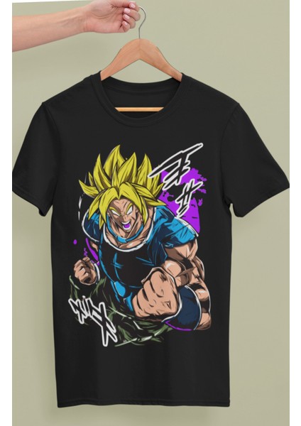 Oversize Dragon Ball Broly Baskılı T-Shirt, Unisex Anime Baskılı Tişört