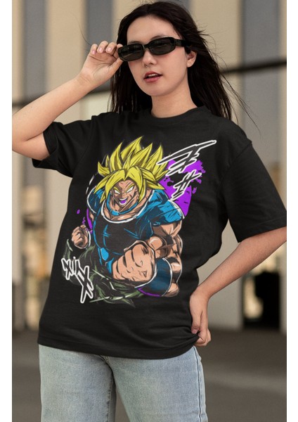 Oversize Dragon Ball Broly Baskılı T-Shirt, Unisex Anime Baskılı Tişört modelleri