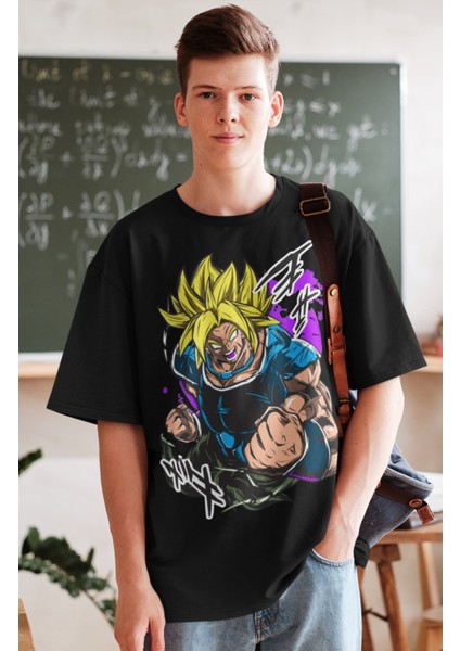 Oversize Dragon Ball Broly Baskılı T-Shirt, Unisex Anime Baskılı Tişört fiyatları