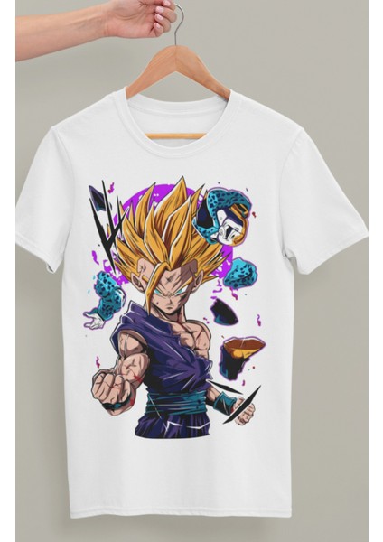Oversize Dragon Ball Son Gohan Ex Baskılı T-Shirt, Unisex Anime Baskılı Tişört