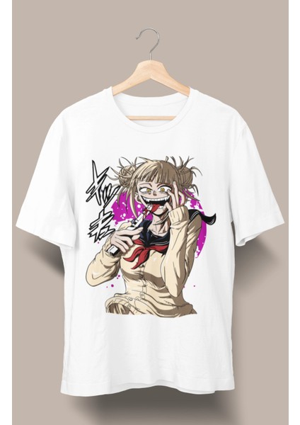 Oversize My Hero Academia Toga Himiko Baskılı T-Shirt, Unisex Anime Baskılı Tişört