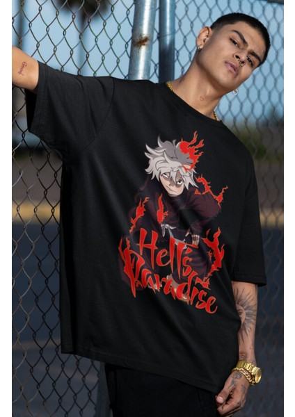 Oversize Hell's Paradise Gabimaru Tişört, Unisex Anime Baskılı T-Shirt
