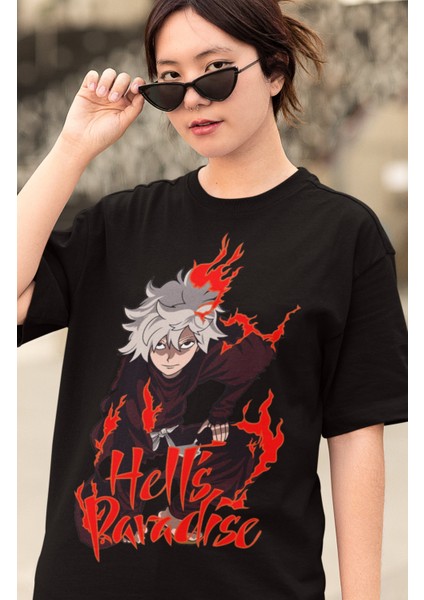 Oversize Hell's Paradise Gabimaru Tişört, Unisex Anime Baskılı T-Shirt