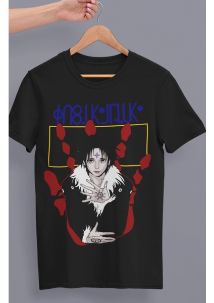 Oversize Hunter x Hunter Chrollo Lucilfer Baskılı T-Shirt, Unisex Anime Baskılı Tişört