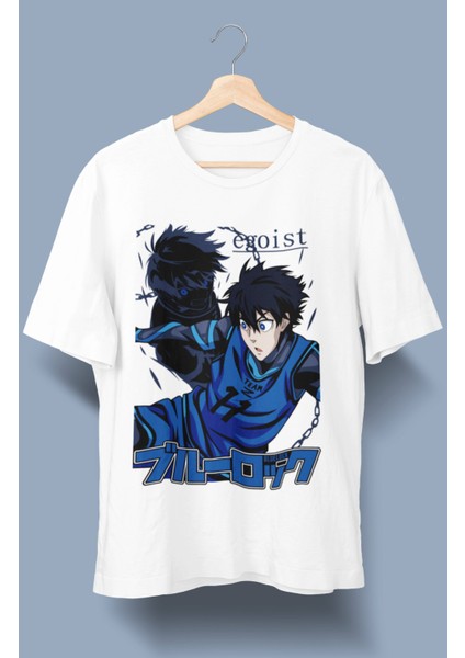 Oversize Blue Lock Isagi Tişört, Unisex Anime Baskılı T-Shirt