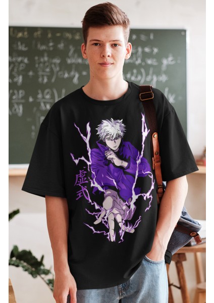 Oversize Tasarım Gojo Baskılı Tişört, Unisex Anime Baskılı T-Shirt fiyatları