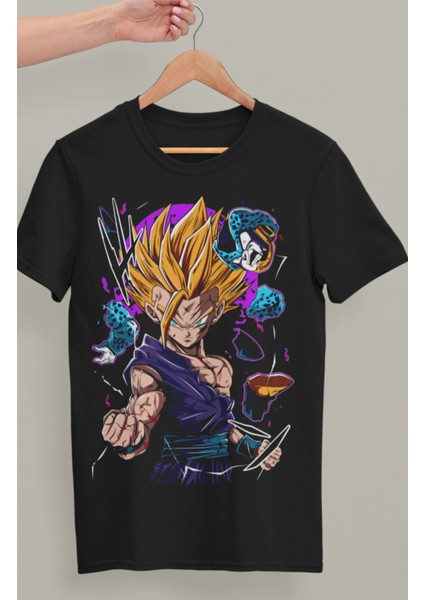 Oversize Dragon Ball Son Gohan Ex Baskılı T-Shirt, Unisex Anime Baskılı Tişört