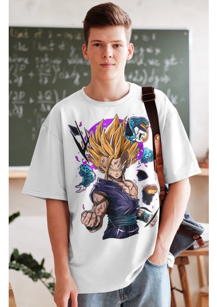 Oversize Dragon Ball Son Gohan Ex Baskılı T-Shirt, Unisex Anime Baskılı Tişört fiyatları