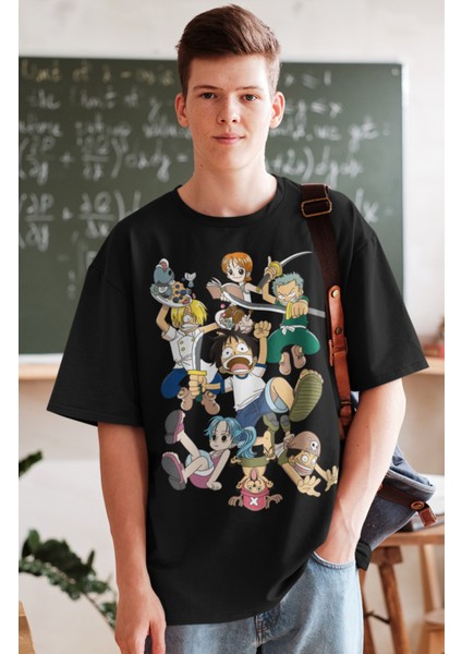 Oversize One Piece Tayfası Baskılı T-Shirt, Unisex Anime Baskılı Tişört fiyatları