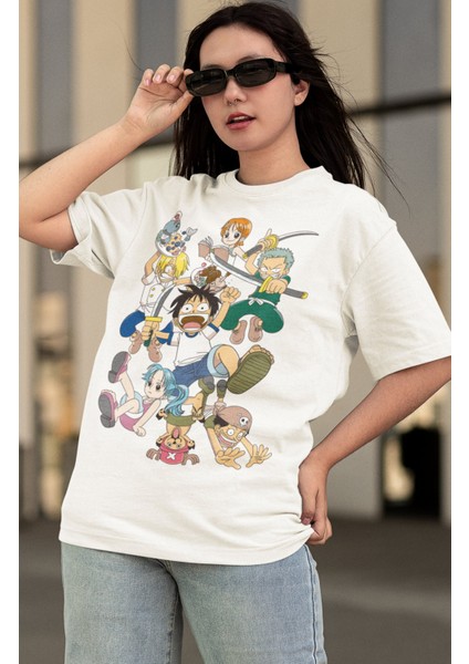 Oversize One Piece Tayfası Baskılı T-Shirt, Unisex Anime Baskılı Tişört modelleri