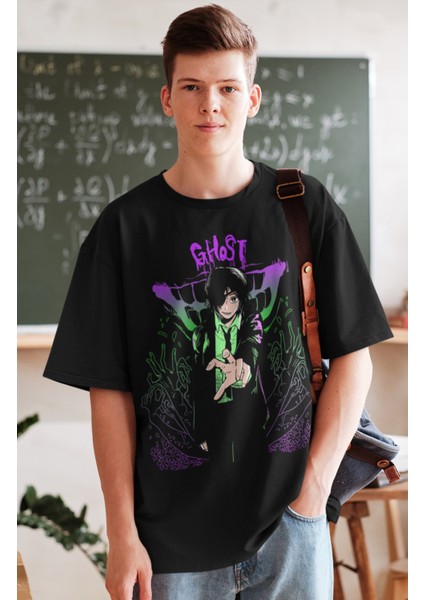 Oversize Chainsaw Man Himeno Baskılı T-Shirt, Unisex Anime Baskılı Tişört fiyatları