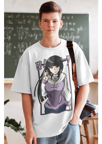 Oversize Naruto Hinata Hyuga Baskılı T-Shirt, Unisex Anime Baskılı Tişört fiyatları