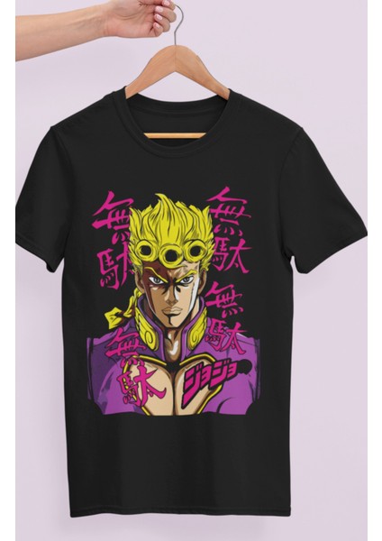 Oversize Jojo's Bizarre Adventure Corvoart Baskılı T-Shirt, Unisex Anime Baskılı Tişört