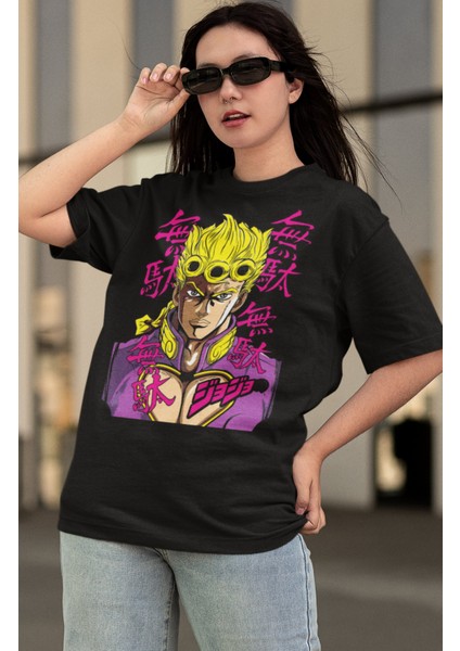 Oversize Jojo's Bizarre Adventure Corvoart Baskılı T-Shirt, Unisex Anime Baskılı Tişört modelleri
