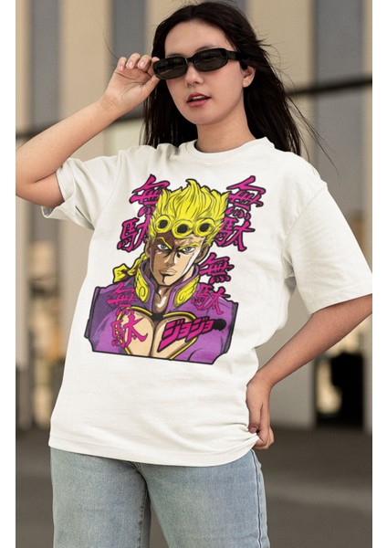 Oversize Jojo's Bizarre Adventure Corvoart Baskılı T-Shirt, Unisex Anime Baskılı Tişört modelleri