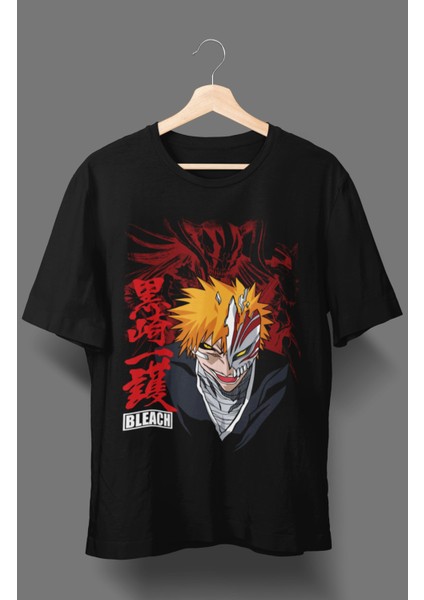 Oversize Bleach Ichigo Ex2 Baskılı Tişört, Unisex Anime Baskılı T-Shirt