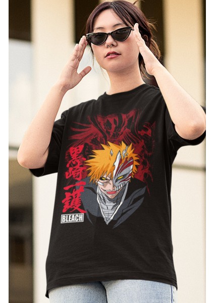 Oversize Bleach Ichigo Ex2 Baskılı Tişört, Unisex Anime Baskılı T-Shirt modelleri