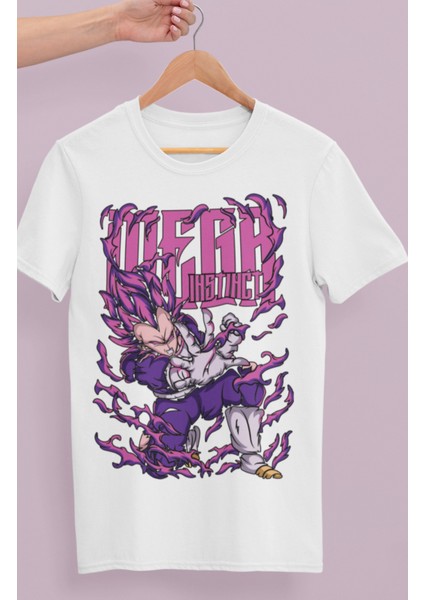 Oversize Dragon Ball Vegeta Baskılı T-Shirt, Unisex Anime Baskılı Tişört