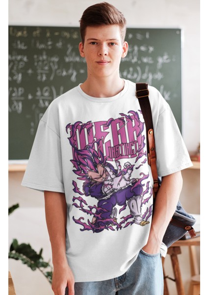Oversize Dragon Ball Vegeta Baskılı T-Shirt, Unisex Anime Baskılı Tişört fiyatları