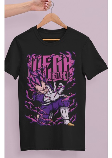 Oversize Dragon Ball Vegeta Baskılı T-Shirt, Unisex Anime Baskılı Tişört