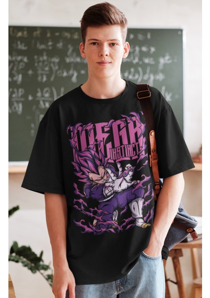 Oversize Dragon Ball Vegeta Baskılı T-Shirt, Unisex Anime Baskılı Tişört fiyatları