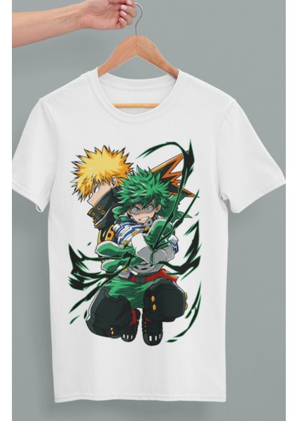 Oversize My Hero Academia Izuku Midoriya Katsuki Bakugo Baskılı T-Shirt,unisex Anime Baskılı Tişört