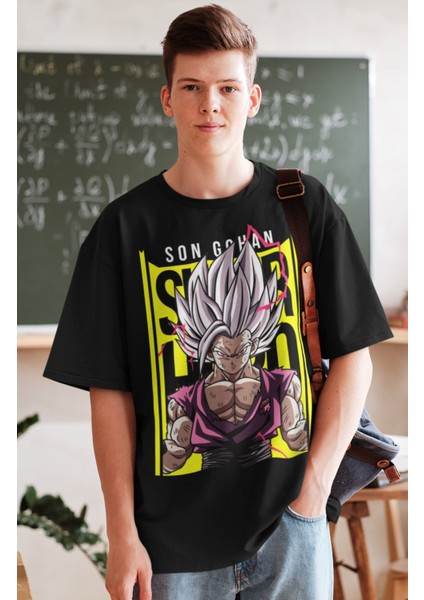 Oversize Dragon Ball Son Gohan Baskılı T-Shirt, Unisex Anime Baskılı Tişört fiyatları