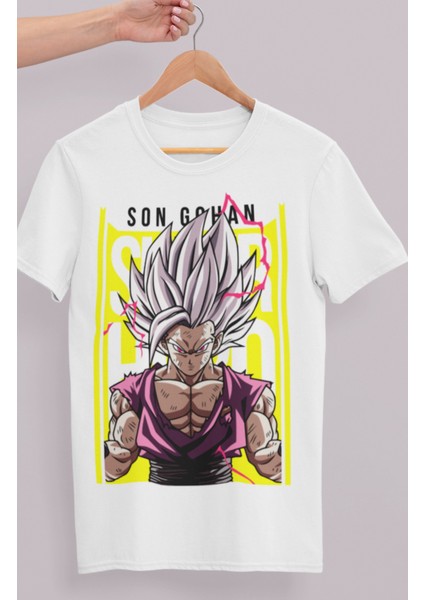 Oversize Dragon Ball Son Gohan Baskılı T-Shirt, Unisex Anime Baskılı Tişört