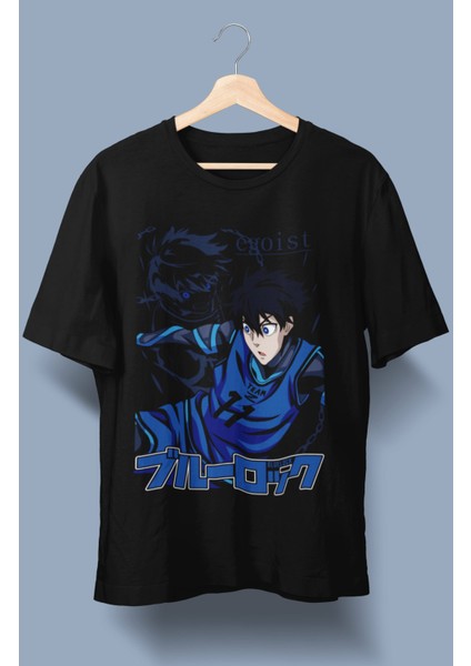Oversize Blue Lock Isagi Tişört, Unisex Anime Baskılı T-Shirt