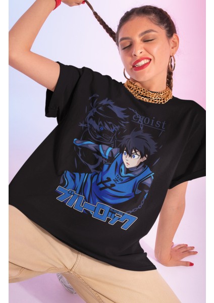 Oversize Blue Lock Isagi Tişört, Unisex Anime Baskılı T-Shirt modelleri
