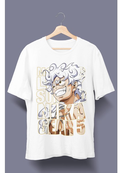 Oversize Gear 5 Luffy Baskılı Tişört, Unisex Anime Baskılı T-Shirt