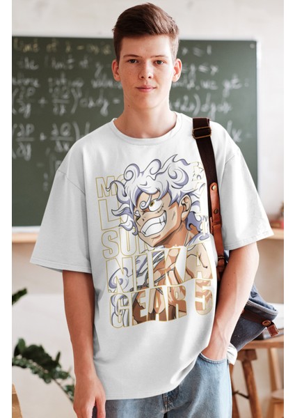 Oversize Gear 5 Luffy Baskılı Tişört, Unisex Anime Baskılı T-Shirt fiyatları
