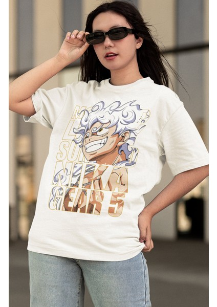 Oversize Gear 5 Luffy Baskılı Tişört, Unisex Anime Baskılı T-Shirt modelleri