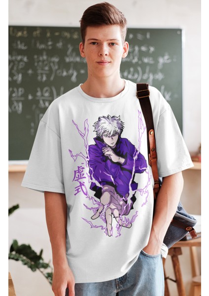 Oversize Tasarım Gojo Baskılı Tişört, Unisex Anime Baskılı T-Shirt fiyatları