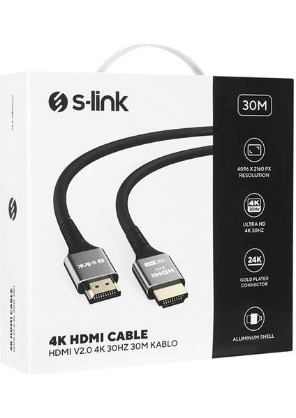 S-Lınk SLX-HD4K30 19+1 HDMI To HDMI 30M Metal V2.0 4K (4096*2160) 30HZ Kablo