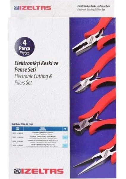 Elektronikçi Keski ve Pense Seti 4 Parça 3560 00 2104