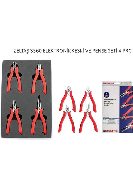 Elektronikçi Keski ve Pense Seti 4 Parça 3560 00 2104 modelleri